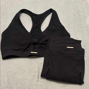 Black Women's Racerback Sports Bra and Legging Set - Gymshark Whitney Simmons